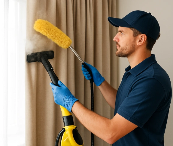 Trusted residential curtain cleaning technician Matty Curtain Cleaning woodhill QLD